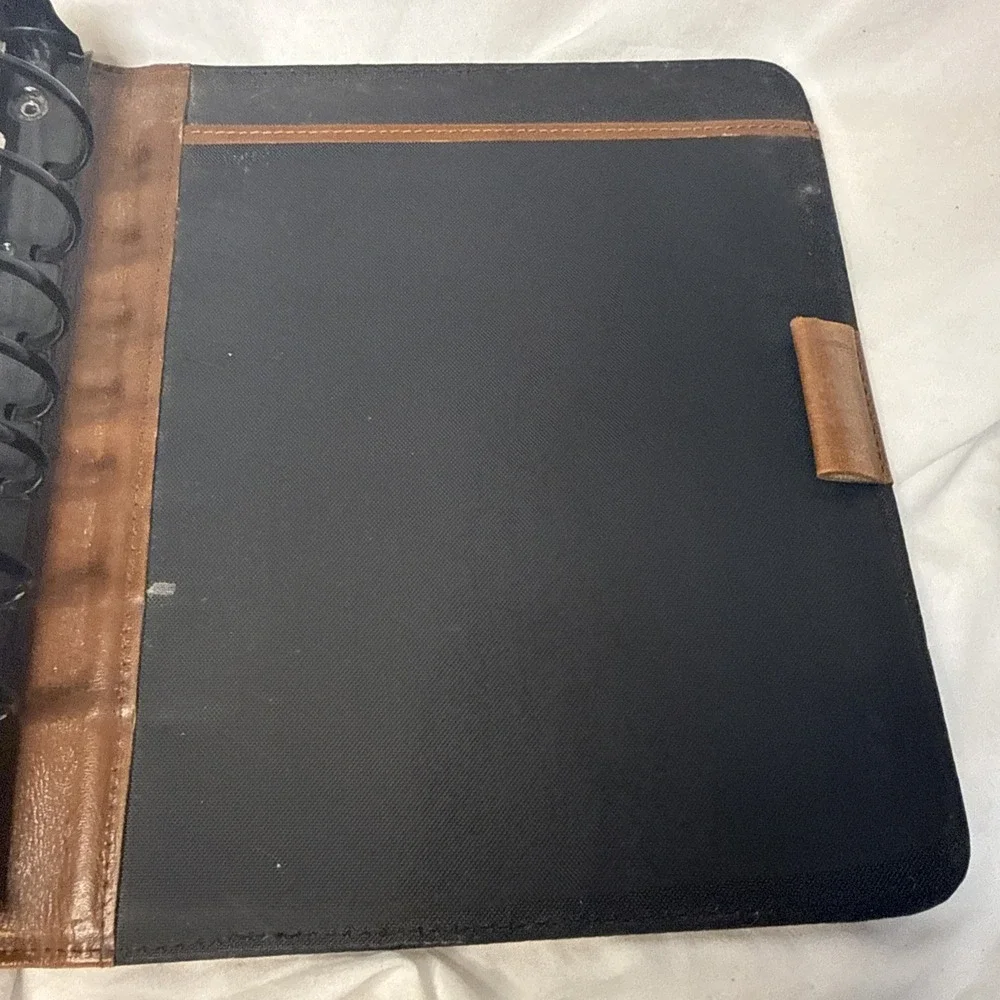 VTG 90's Day-Timer Camel Tan Leather Binder Planner Inserts Stickers Labels 9.5